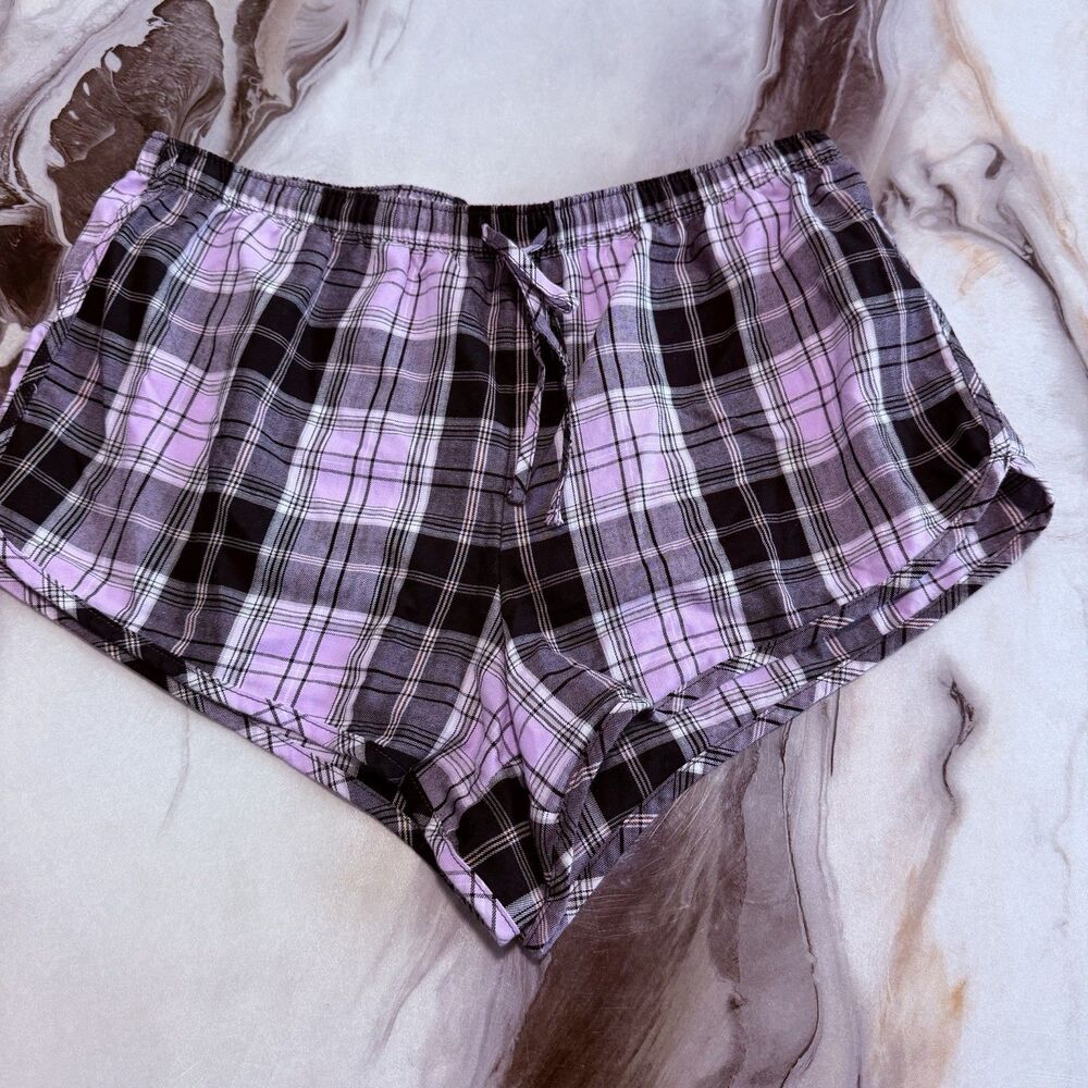 Secret Treasures Women's Small 4-6 Pink Black Plaid, Pajama Sleep Shorts Lounge